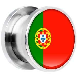  14mm Stainless Steel Portugal Flag Saddle Plug: Jewelry