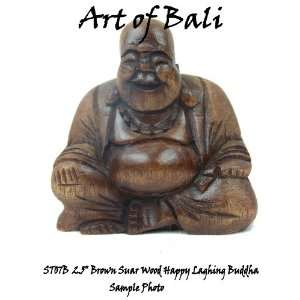   Carved 2.5 Brown Color Suar Wood Buddha ST07B: Patio, Lawn & Garden