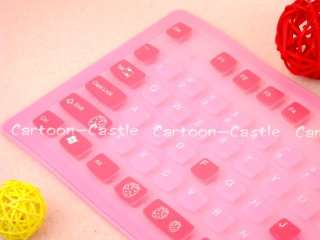HelloKitty USB Foldable PC Silicon Keyboard Pink 01  