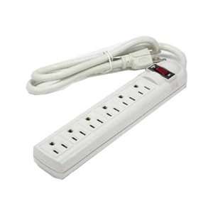  6 Outlet Power Strip Plastic Perpendicular 3ft 