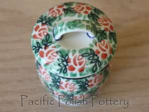 Polish Pottery CA Stoneware Jar Canister GREEN  