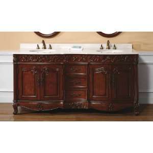   Bathroom Double Sink Vanity w/Cream Marble Top