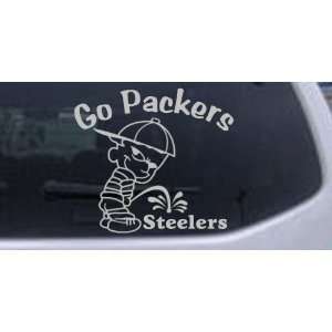 Silver 5in X 5.5in    Go Packers Pee On Steelers Car Window Wall 