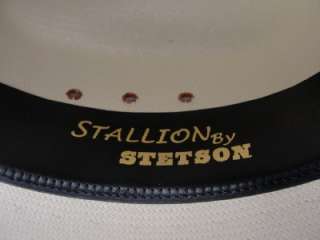 Vtg STETSON Stallion 6X Straw Cowboy Hat NEW IN BOX Brown Leather 