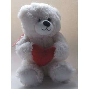   Soft Plush White Bear Holding Heart Lil Love You Bear Toys & Games