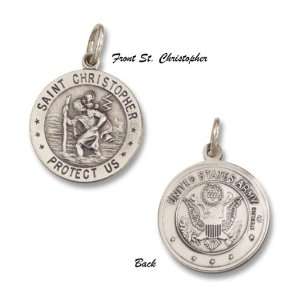   : Saint Christopher Military Sterling Silver Medal 3/4 inch: Jewelry