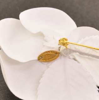Authentic Chanel Brooch Pin White Camellia + box S517  