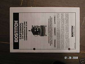 STANLEY BOSTITCH OILED AIR COMPRESSOR OWNERS MANUAL  