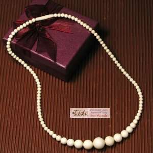  Mammoth Ivory Tusk Handcrafted Round Beads Necklace 