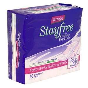  Stayfree Long Super Maxi with Wings, Heavy Protection 