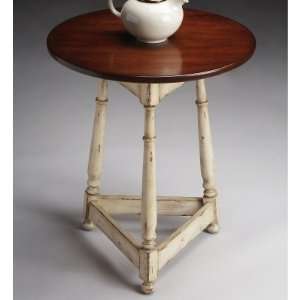  Butler Round Accent Table   Vanilla and Cherry
