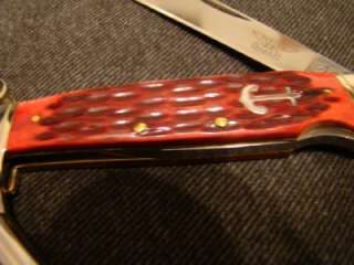 SS Rough Rider Red Bone Hdl Pocket Rope Knife W/Marlin Spike 