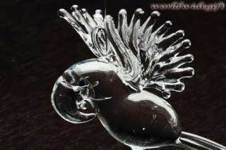Crystal Bird Ornament Blown Glass Figurine Hook Hang  