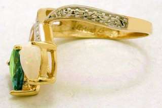 NATURAL 1.10 carats RUSSIAN ALEXANDRITE & OPAL RING 14K YELLOW GOLD 