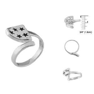  Stars Free Size Plain Sterling Silver Ring Jewelry