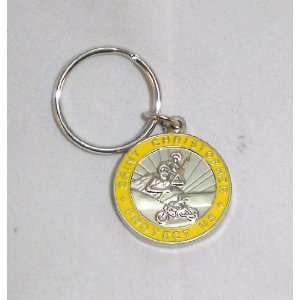 St. Christopher Motorcycle Medal Keychain / Suzuki Yellow