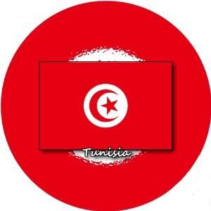  58mm Round Pin Badge Tunisia Flag