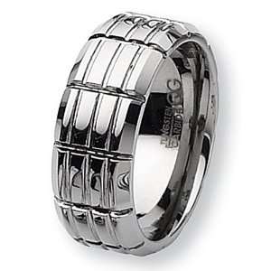   Chisel Beveled Edge Grooved Tungsten Ring (9.0 mm)   Size 8.5 Chisel