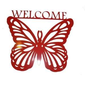    Butterfly Welcome Sign Metal Wall Art (A5) 