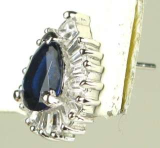 Estate 3.70ctw Blue & White Sapphire Sterling 925 Earrings 3.8g Studs 