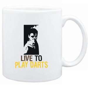  Mug White  LIVE TO play Darts  Sports: Sports & Outdoors