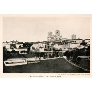 1929 Halftone Print Chaise Dieu Abbey Church Landscape Architecture 