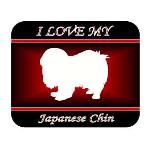   Love My Japanese Chin Dog Mouse Pad   Red Design 