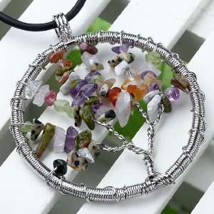  47mm Mixed Chip Gemstone & Crystal Tree Bead 1PIECE GIFT 