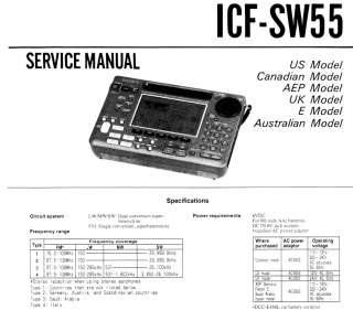 SONY ICF SW55 SERVICE MANUAL IN ENGLISH SW 55  