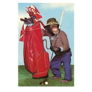  Chimp with Golf Bag MasterPoster Print, 12x18
