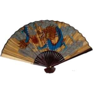  Gold Chinese dragon wall fan   hand painted