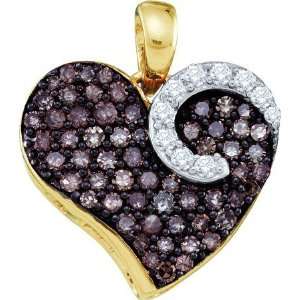 Chocolate Diamond Heart Gold Pendant Love Promise .75ct