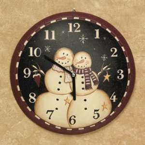  Wooden Snow Couple Clock 