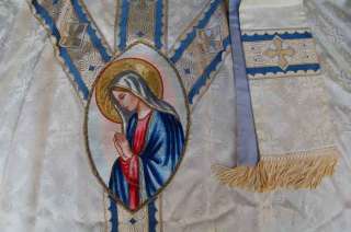 Embroidered Marian Vestment & Stole + Chasuble +  