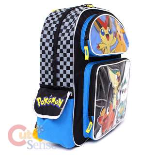   & White School Backpack 16 Large Bag Pikachu,Meowth,Oshawott Sniv