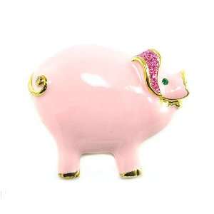 Cute Oink Pink Piggy with Austrian Crystals Brooch Pin Elegant Trendy 