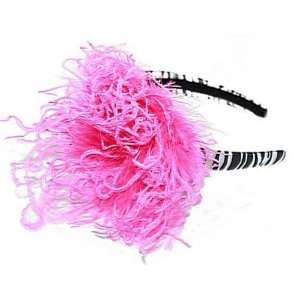  Zebra with Hot Pink Marabou Hard Headband: Beauty