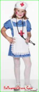 Child Nurse Costume includes Blue Dress with Apron and Hat 