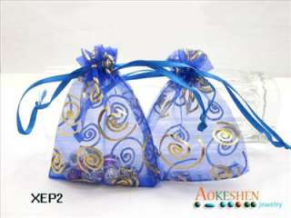 50 Blue Circle Organza WEDDING Gift Bag 7X9cm XEP2  