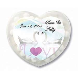 Wedding Favors Kissing Swan Design Personalized Heart Shaped Mint 