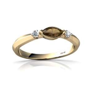    14K Yellow Gold Marquise Genuine Smoky Quartz Ring Size 5 Jewelry