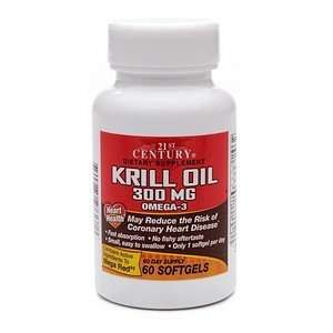  21st Century Krill Oil 300mg Omega 3, Softgels, 60 ea 