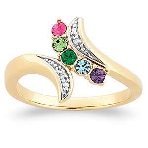   Birthstone Solitaire Ring with Diamond Accent   Personalized Jewelry