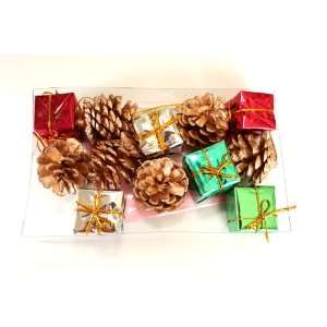  1.7 Inch Pine Cone & Mini Gift Boxes Christmas Ornament 