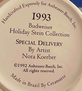 Budweiser Holiday Stein 1993 Special Delivery Brazil  