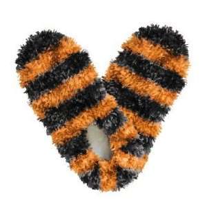    Fuzzy Footies Kids Orange & Black Striped Slippers 