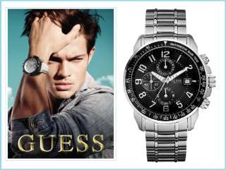 GUESS U15072G1 Chronograph Stainless Steel Mens Watch, NWT 