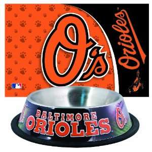    MLB Baltimore Orioles Pet Bowl and Mat Combo: Sports & Outdoors