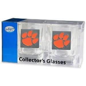  Clemson Tigers Set of 2 Square Shot Glasses in Gift Box 