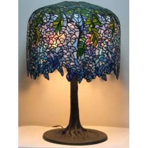  1,930 Piece Tiffany Wisteria Blue Lamp Shade Replica Is Skillfully 